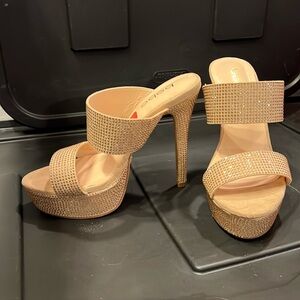 bebe Bedazzled Slip On Heels